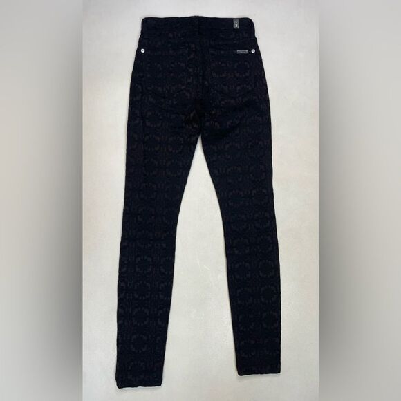 7 For All Mankind All Over Print Skinny Pants Women Size 24 Black - Picture 3 of 10